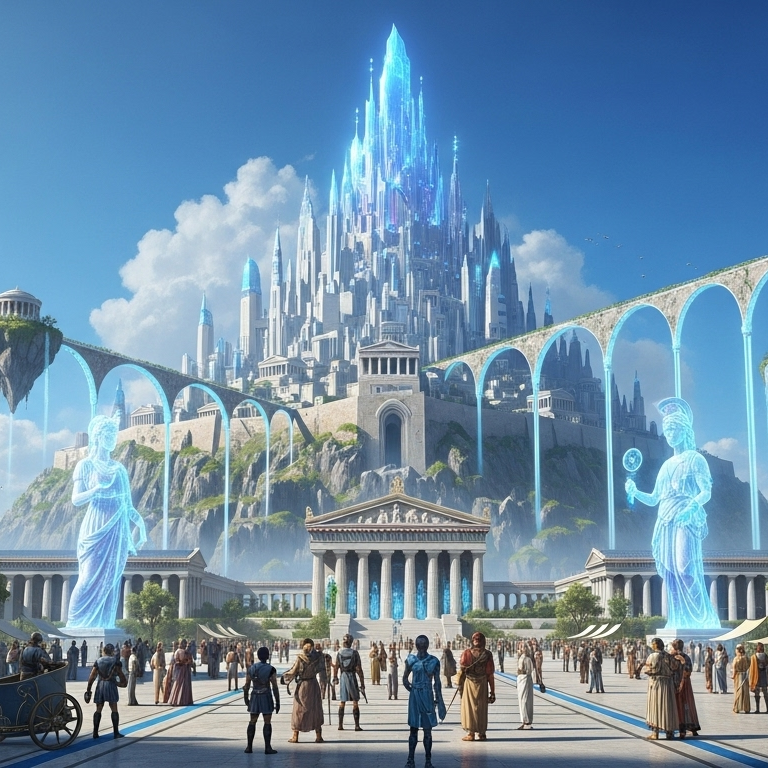 The Aetherium Acropolis: A Symphony of Myth and Tomorrow