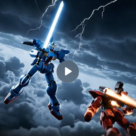 Video: Anime Mechas Battle in Clouds