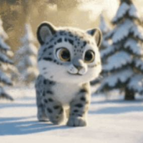 Cute Creature in Winter Forest